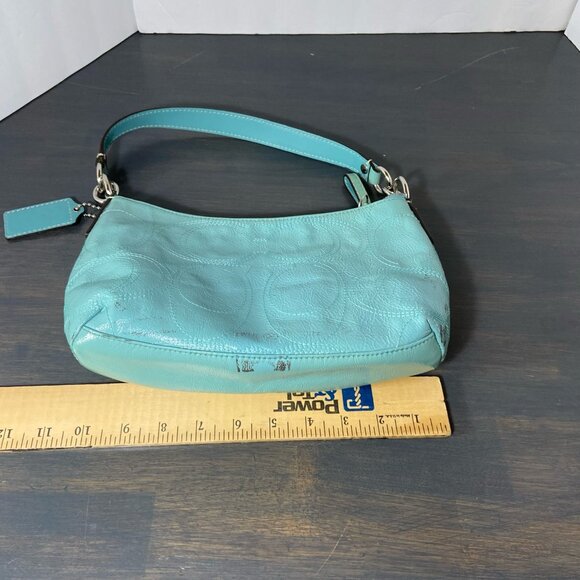 Coach Madison Turquoise Patent Leather Wristlet / Small Shoulder Bag - Picture 12 of 12